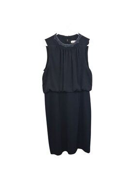Coldwater Creek Black Sleeveless Midi Dress With Embroidered Neckline Size 12